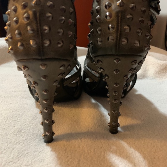 Slate Gray Studded Heels - Picture 3 of 5
